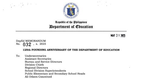 DM NO. 241, S.2023 125th FOUNDING ANNIVERSARY OF THE .